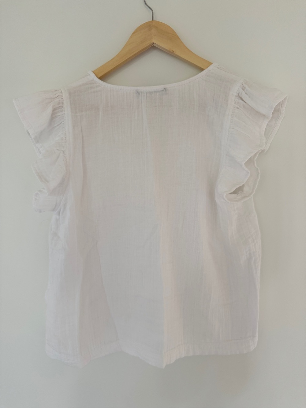 V-Neck Ruffle Gauze Shirt - Picture 2 of 3